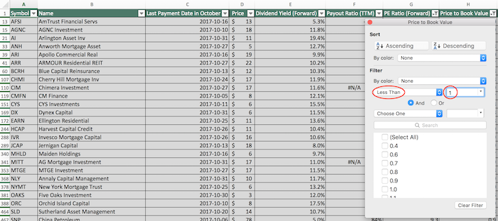 October Dividend Stocks Excel Tutorial 8