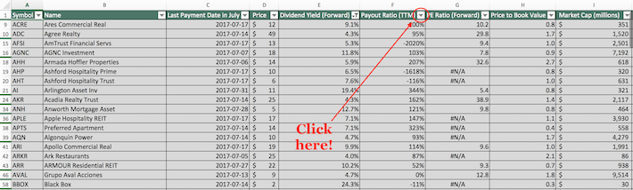 July Dividend Stocks Excel Tutorial 7