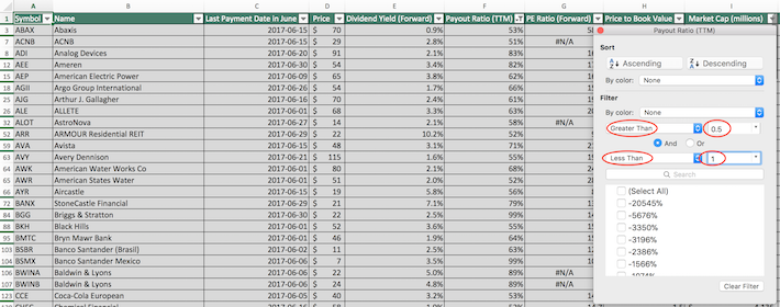 June Dividend Stocks Excel Tutorial 3