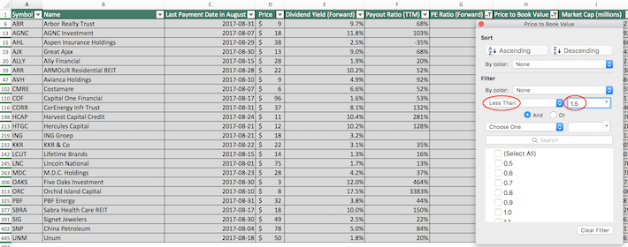 August Dividend Stocks Excel Tutorial 4