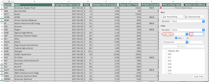June Dividend Stocks Excel Tutorial 7