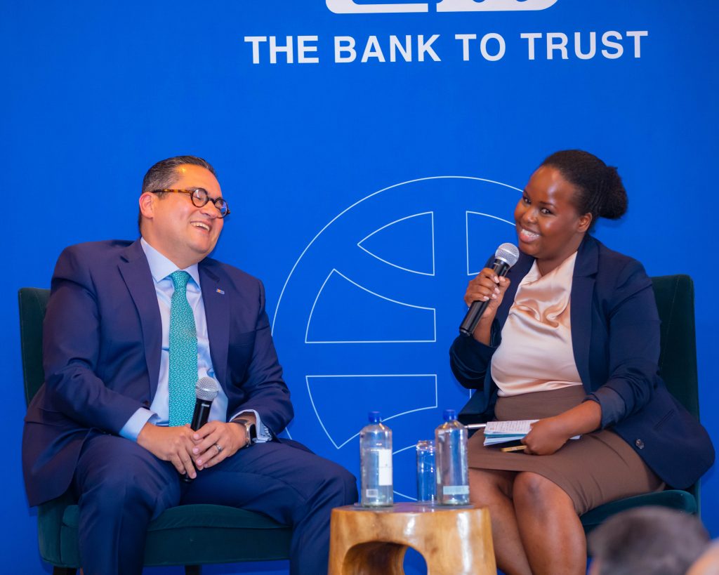 (Left to Right) Commercial International Bank (CIB) Group Chief Financial Officer (CFO) Mr. Islam Zekry with Dr. Yvonne Maingey at an invite only luncheon; Mitigating Climate Risks; The Role of African Financial Institutions organized by The Kenyan Wall Street on May 28th June 2024 On the sidelines of the African Development Bank (AFDB) Group Annual Meetings in Nairobi