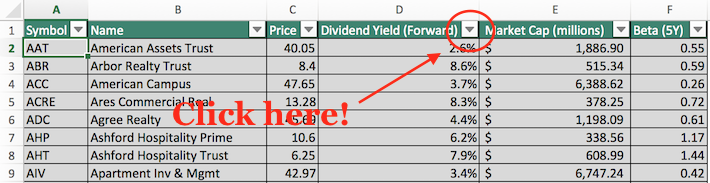 REIT Landing Page Excel Document 1